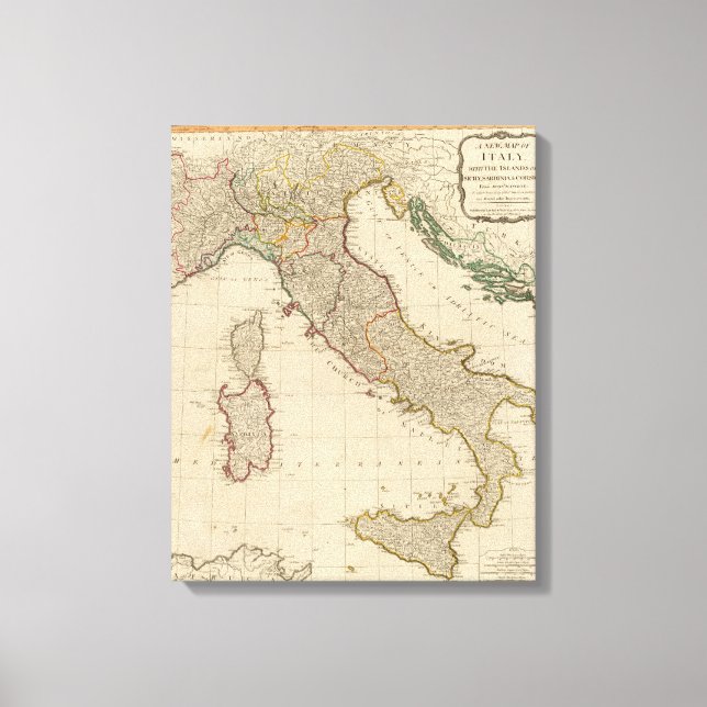 Italien färgad Atlas Karta Canvastryck (Framsida)