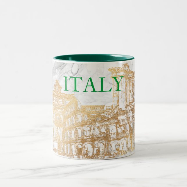 ITALIEN, FAUX GULD+MARBLE RESELEKTRONISKA Två-Tonad MUGG (Center)