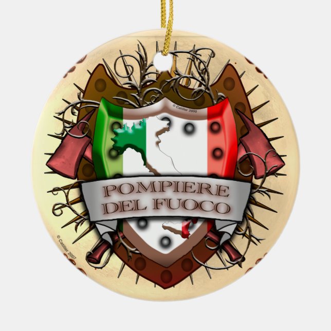 Italien Firefighter-eget namn Ornament (Framsidan)