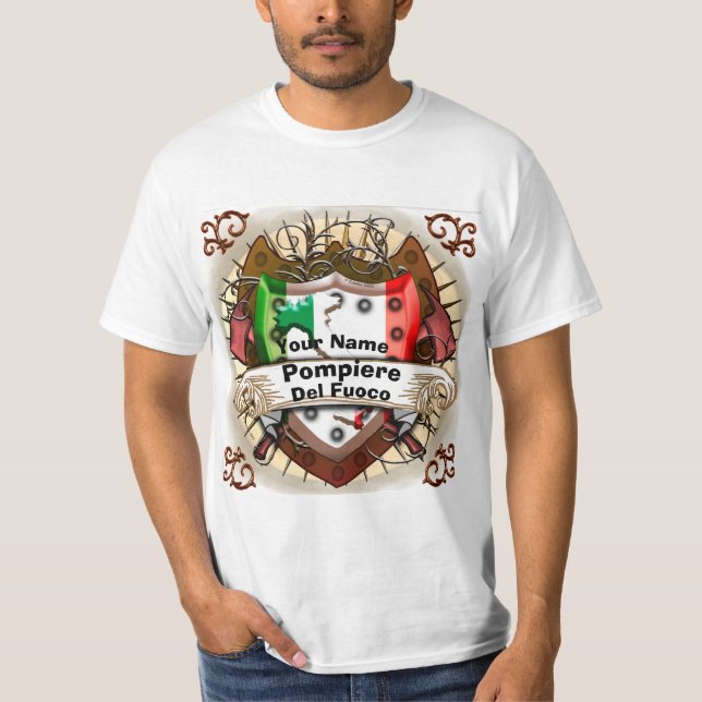 Italien Firefighter T Shirt (Framsida)