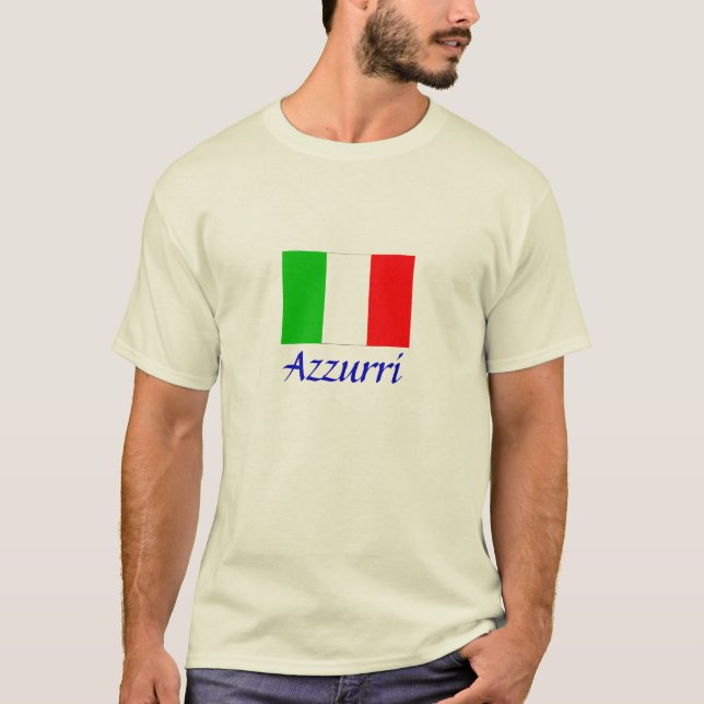 Italien Flagga ’Azzurri’ Tee Shirt (Framsida)