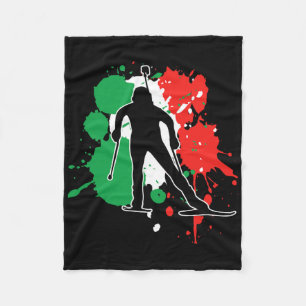 Italien Flagga Biathlonist - italienska Biathlon Fleecefilt