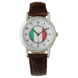 Italien Flagga Classic Brown Leather Watch Armbandsur