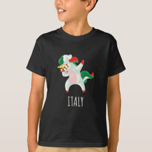Italien Flagga Dabbing Unicorn T Shirt