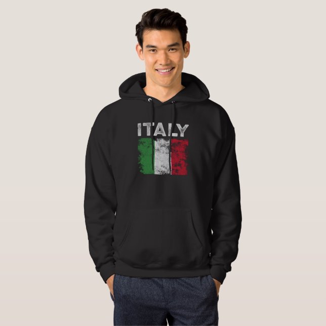 Italien Flagga Distress - Italienska Flagga Hoodie (Hel framsida)