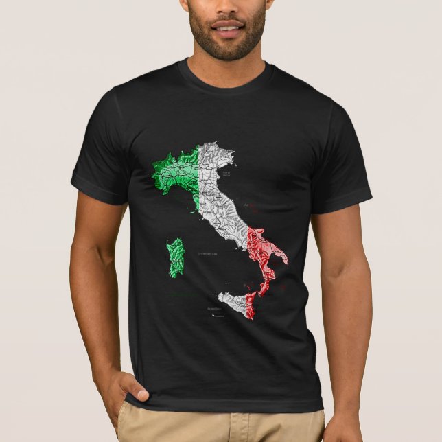 Italien Flagga Färg Kart T-Shirt (Framsida)