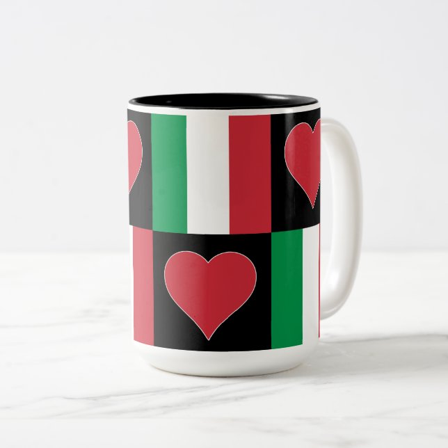Italien Flagga Heart Mönster Patriotic Italy Pride Två-Tonad Mugg (Framsida höger)