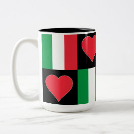 Italien Flagga Heart Mönster Patriotic Italy Pride Två-Tonad Mugg
