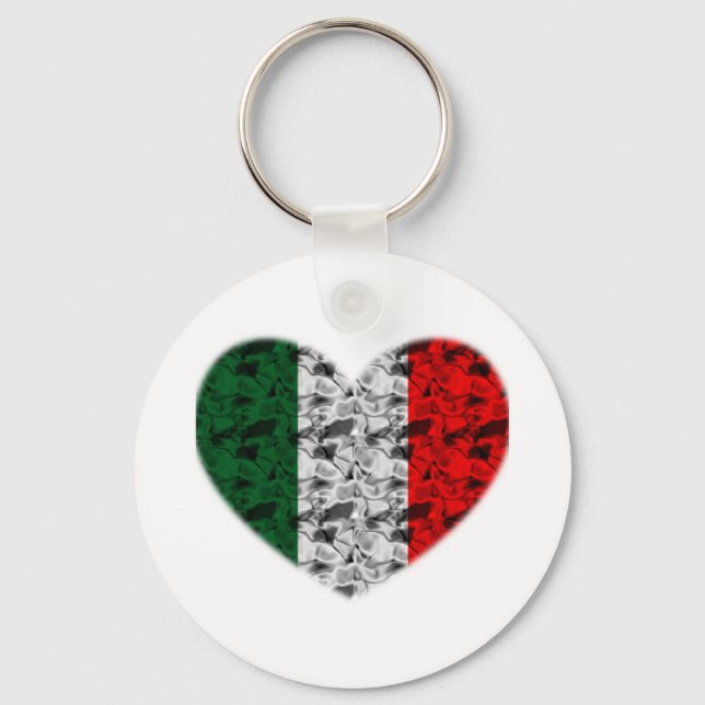 Italien Flagga Heart Nyckelring (Framsida)