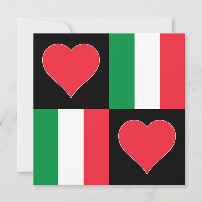 Italien Flagga Heart Patriotic Italy Hälsning Kort (Framsida)