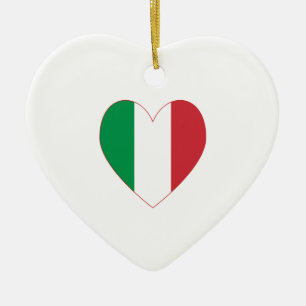 Italien Flagga Heart Red Gräns Julgransprydnad Keramik