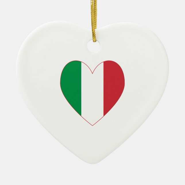 Italien Flagga Heart Red Gräns Julgransprydnad Keramik (Framsidan)