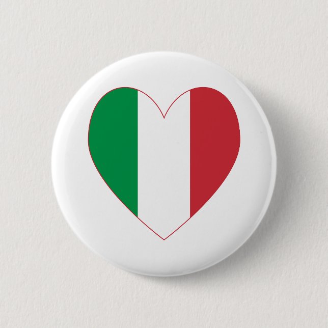 Italien Flagga Heart Red Gräns Knapp (Framsida)