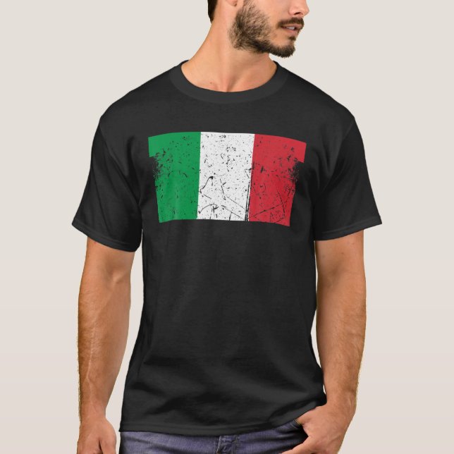 Italien Flagga Italienska Azzurri-Vintagen T Shirt (Framsida)