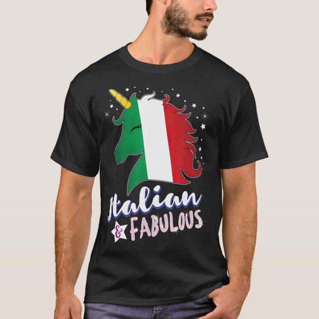 Italien Flagga Italienska Unicorn T Shirt (Framsida)
