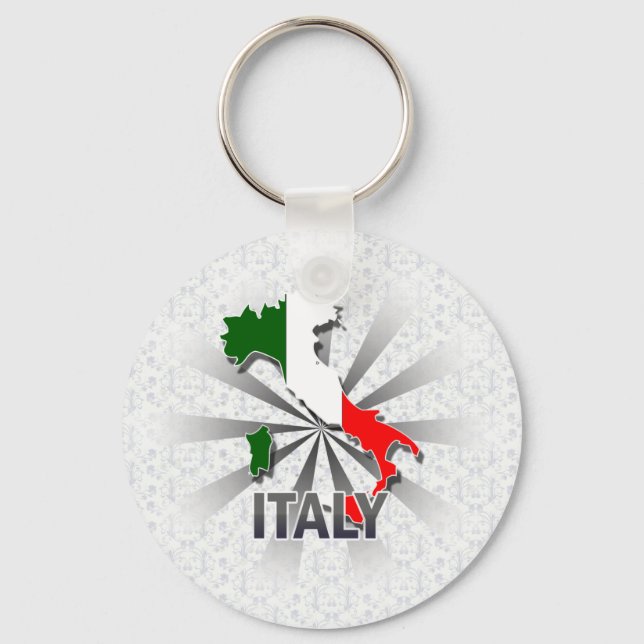 Italien Flagga Karta 2.0 Nyckelring (Framsida)