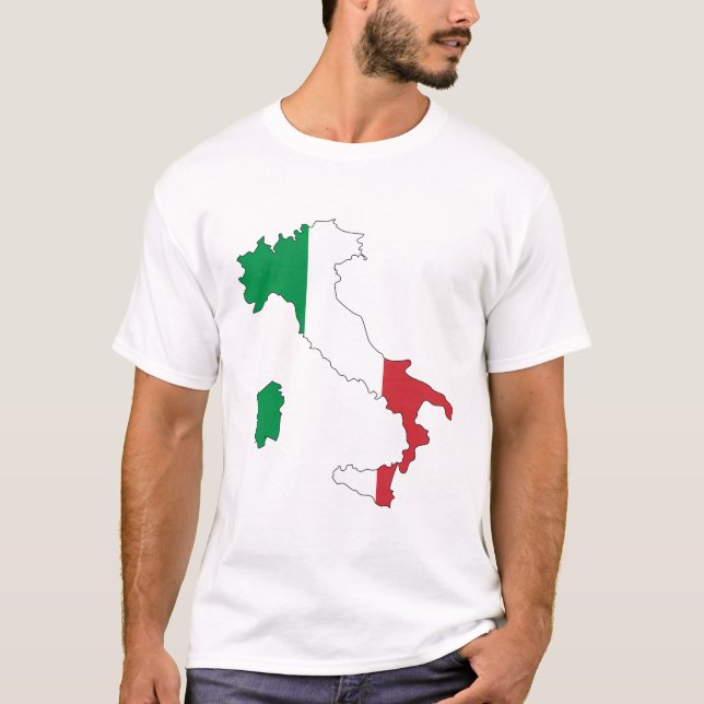 ITALIEN - FLAGGA/KARTA/ROM/VAPENSKÖLD/FÄRG T SHIRT (Framsida)