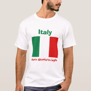 Italien Flagga + Karta + text T-skirt T-shirt