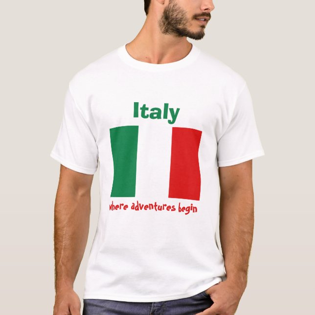 Italien Flagga + Karta + text T-skirt T-shirt (Framsida)