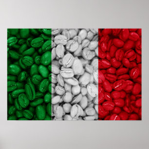 Italien flagga med kaffe poster