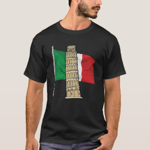 Italien flagga med Leende Torn i Pisa Italienska l T Shirt