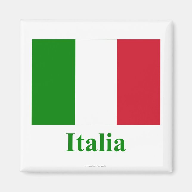 Italien Flagga med Namn på italienska Magnet (Framsidan)