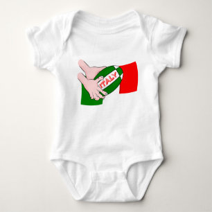 Italien Flagga med Tecknad Rugby Boll T-shirt