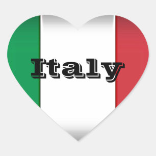 Italien Flagga Mörk Kant Hjärtformat Klistermärke