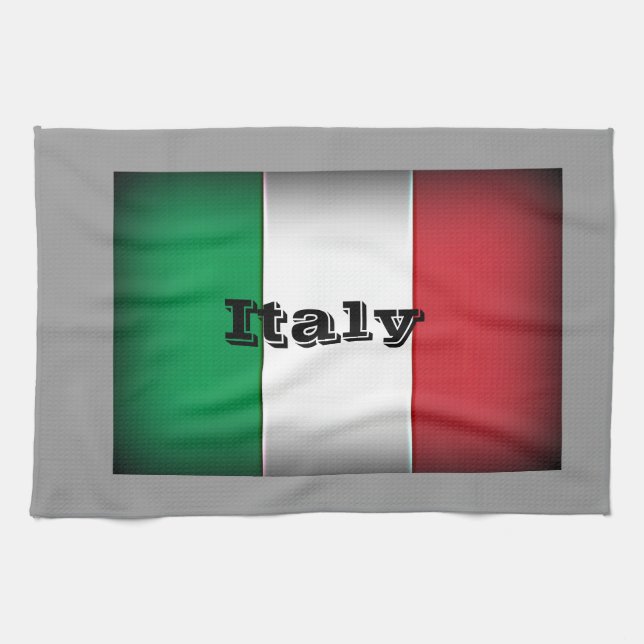 Italien Flagga Mörk Kant Kökshandduk (Horisontell)