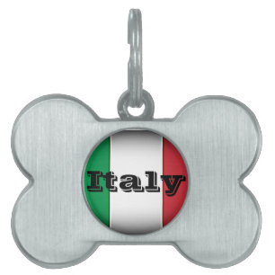 Italien Flagga Mörk Kant Namnbricka Husdjur