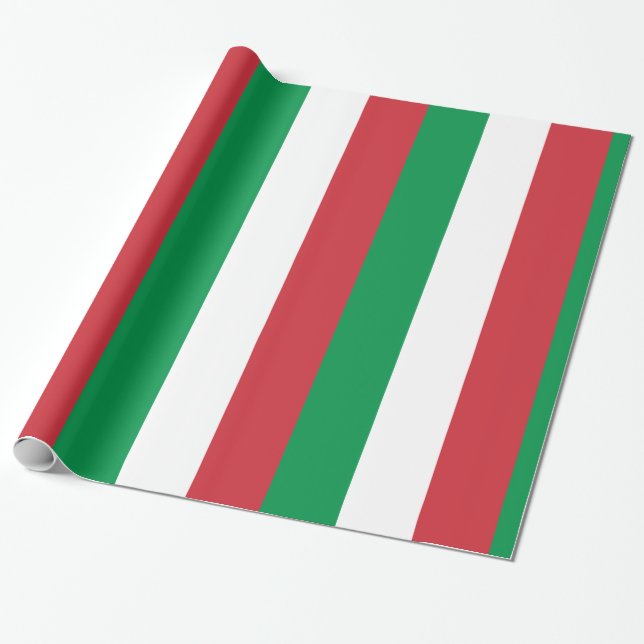 Italien Flagga: Red White Grönt rand Presentpapper (Utrullad)