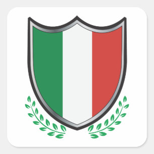 Italien Flagga Shield med Laurels Fyrkantigt Klistermärke