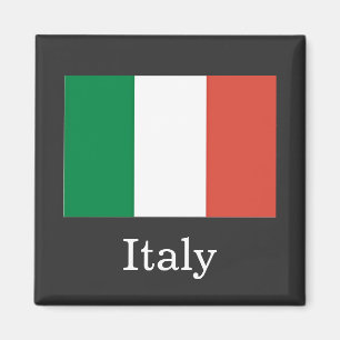Italien Flagga, vit text, Magnet