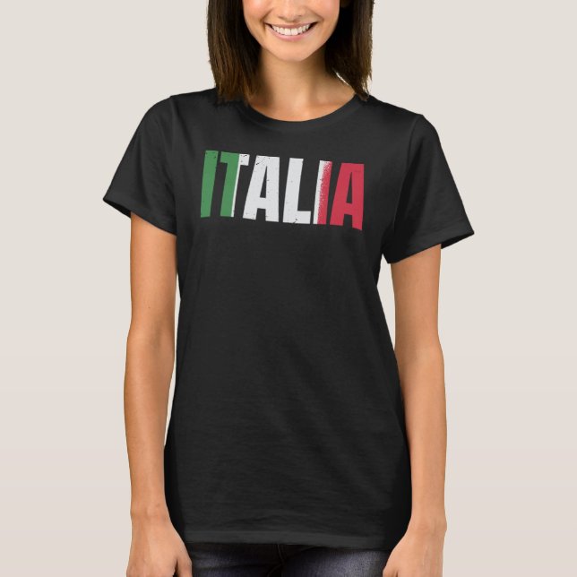 Italien fläkt Italia italian flagga fotbolls-fotbo T Shirt (Framsida)