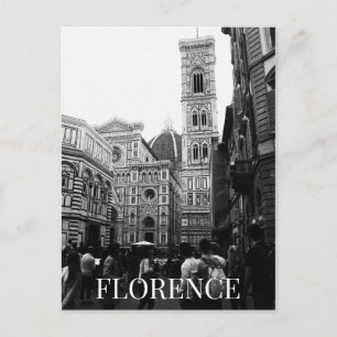 Italien Florence Cathedral + Tourists (BW) Vykort