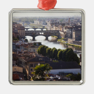 Italien, Florence, Ponte Vecchio och River Arno Julgransprydnad Metall