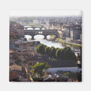 Italien, Florence, Ponte Vecchio och River Arno Magnet