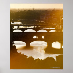 Italien, Florence, Ponte Vecchio och River Arno p Poster