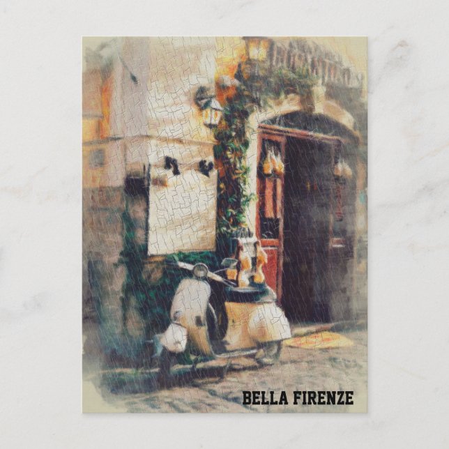 ** Italien Florence Scooter AP12 Cobblestone Vykort (Framsida)