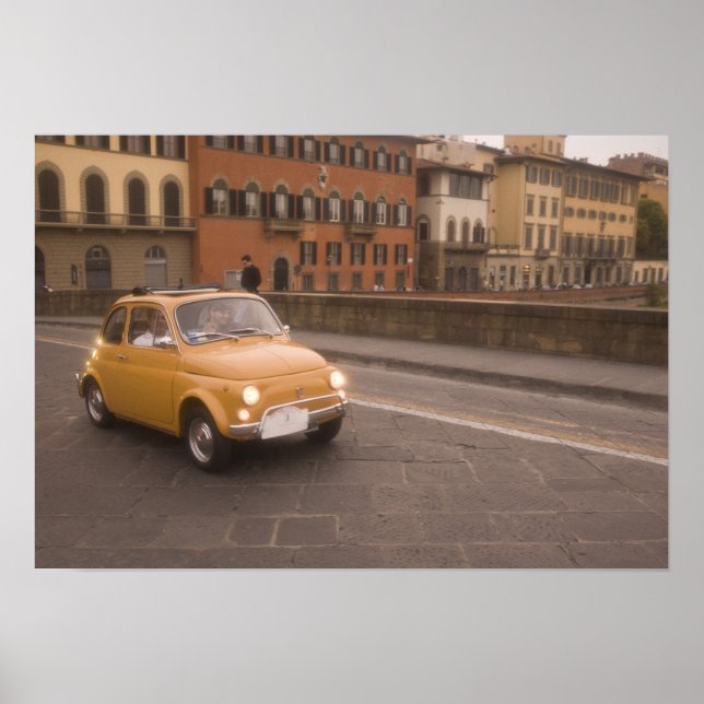 Italien, Florens. Fiat 800 Rally passerar Arno Poster (Framsidan)