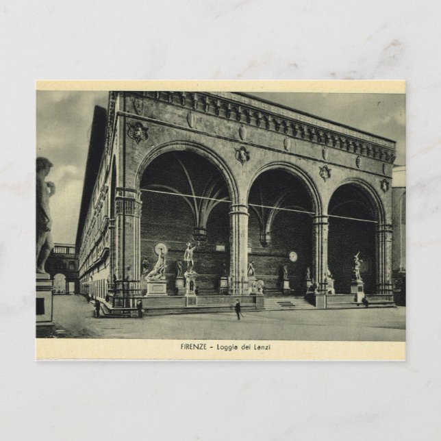 Italien, Florens, Firenze, 1908, Loggia dei Lanzi Vykort (Framsida)