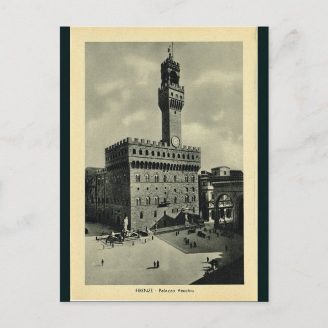 Italien, Florens, Firenze, 1908, Palazzo Vecchio Vykort (Framsida)
