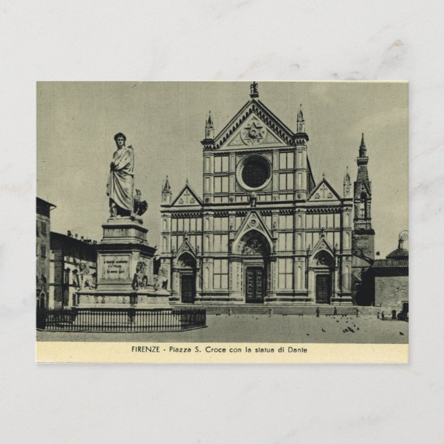 Italien, Florens, Firenze, 1908, S. Croce Church Vykort (Framsida)