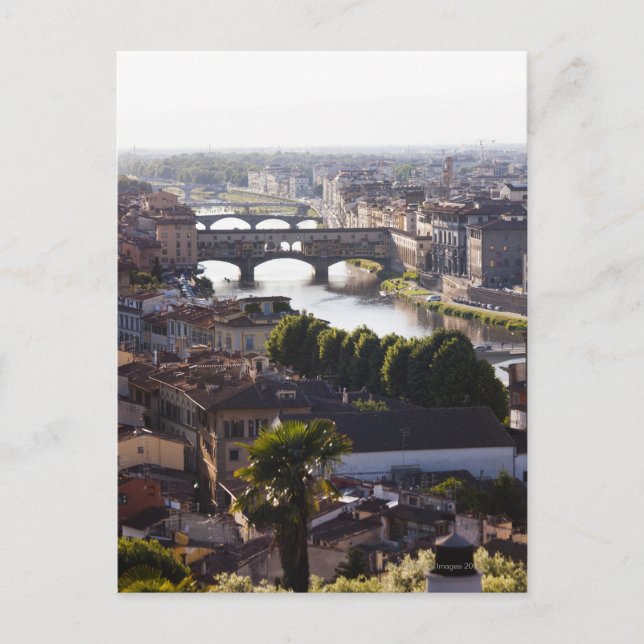 Italien, Florens, Ponte Vecchio och Arno Vykort (Framsida)