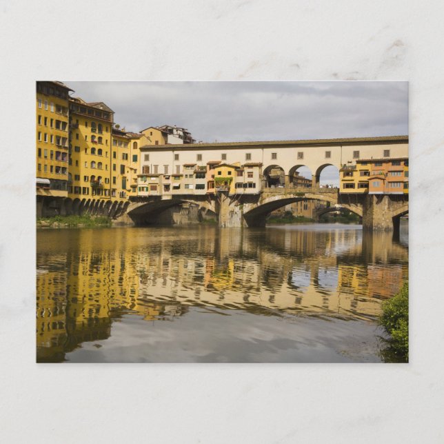 Italien, Florens, Reflektioner i floden Arno Vykort (Framsida)