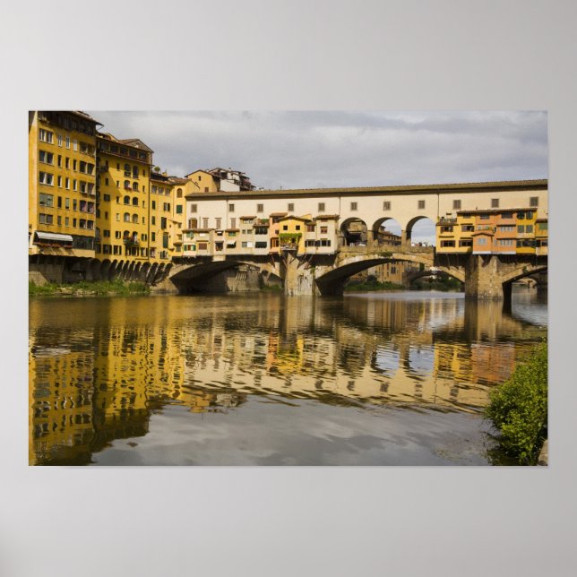 Italien, Florens, Reflexioner i floden Arno Poster (Framsidan)