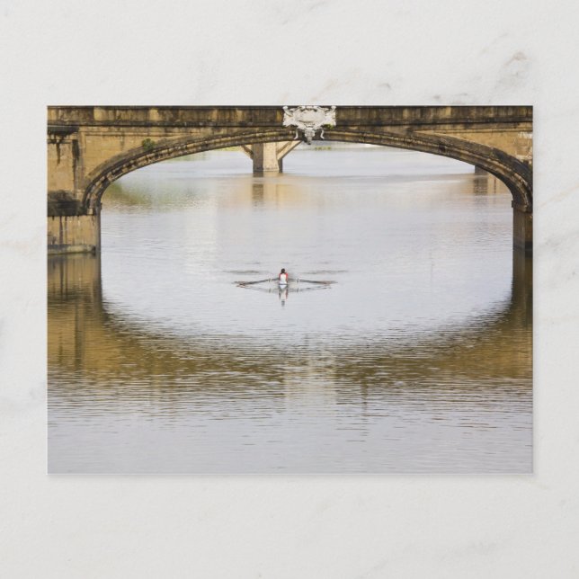 Italien, Florens, Roddning singelsculler med Vykort (Framsida)