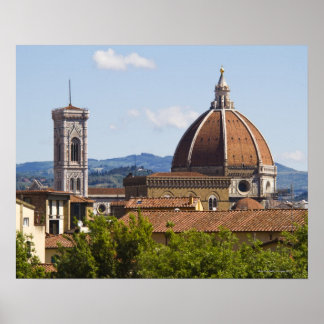 Italien, Florens, vy över Florens katedral Poster