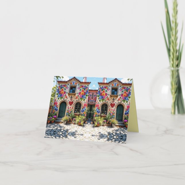 Italien Flower House Deco Tack Kort (Framsida)