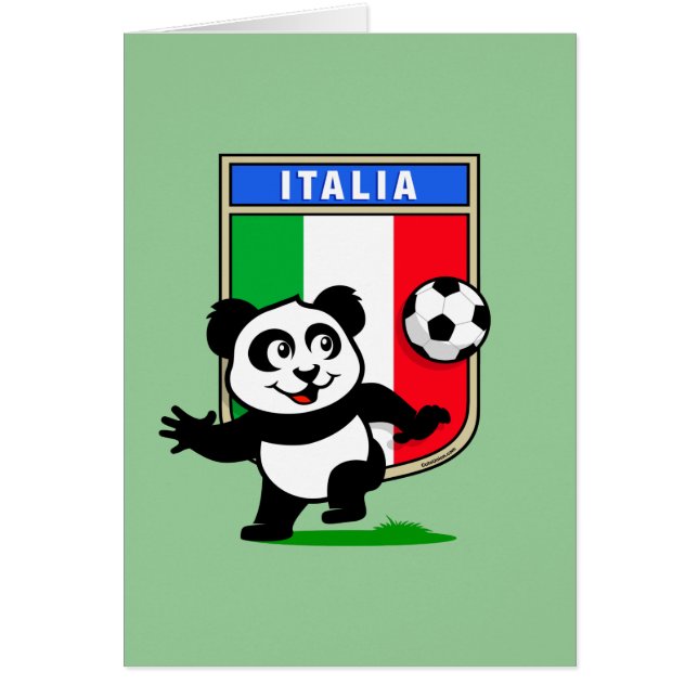 Italien Football Panda Hälsningskort (Framsidan)
